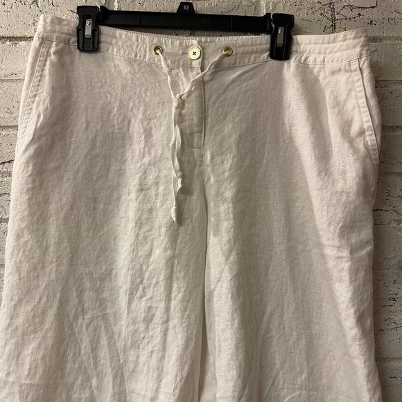 Liz Claiborne Jackie Women's Linen Wide Leg White Pants Size 12 - Picture 1 of 11